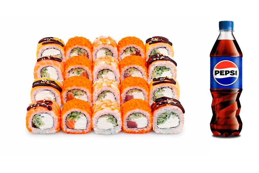 Суши-сет Филадельфия комбо + Pepsi 500 мл от Roll Club