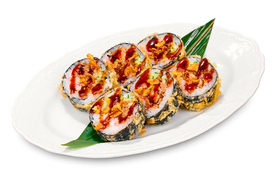 Ролл Темпура лосось & краб Ровно